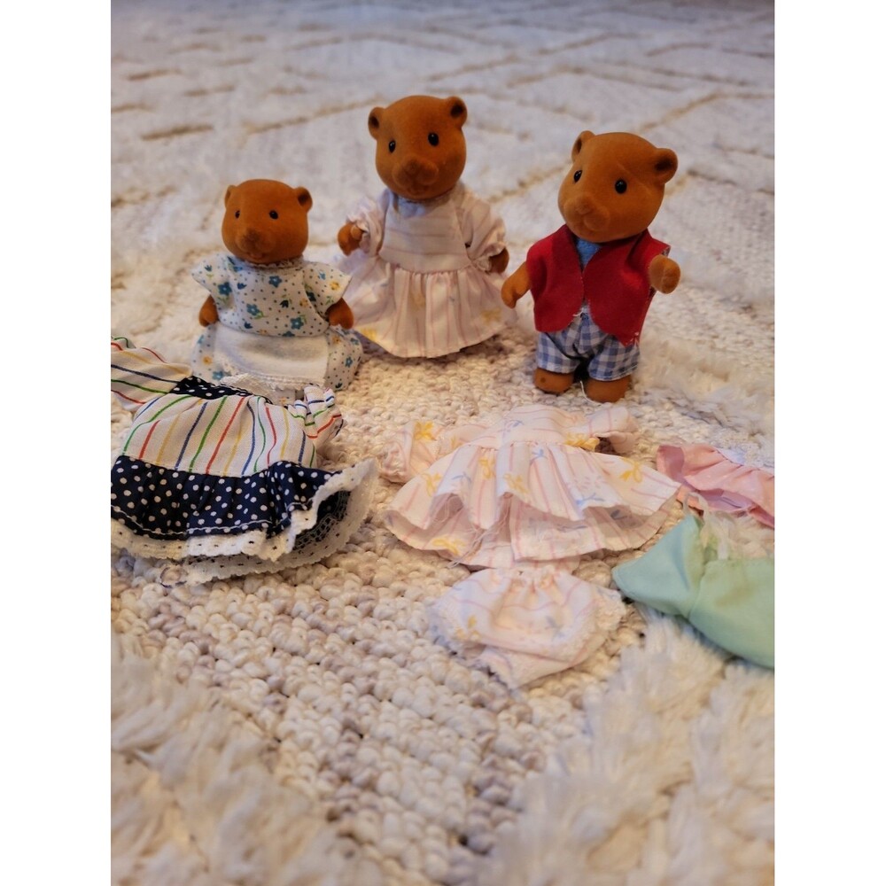 Vintage Blue Box Tots Woodzeez Beaver Family 1970's